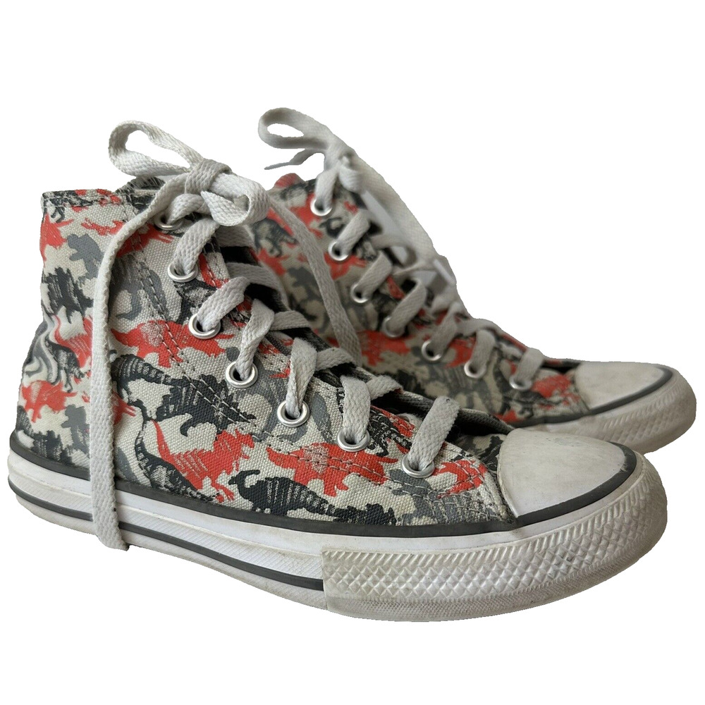 Converse All Star Chuck Taylor Dinosaurs Junior US SZ 2 Orange/Grey HighTop